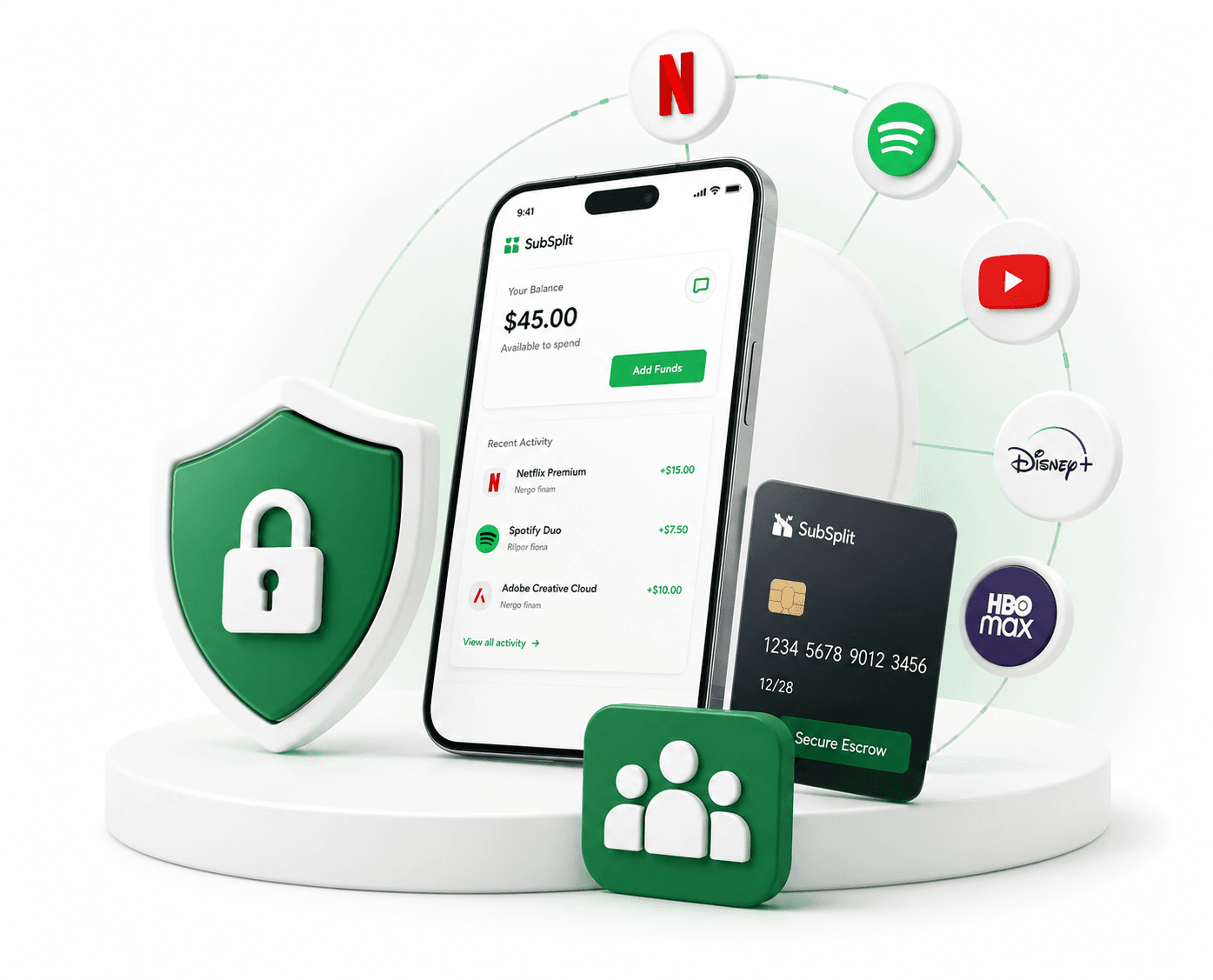 SubSplit dashboard showing subscription management and group payments
